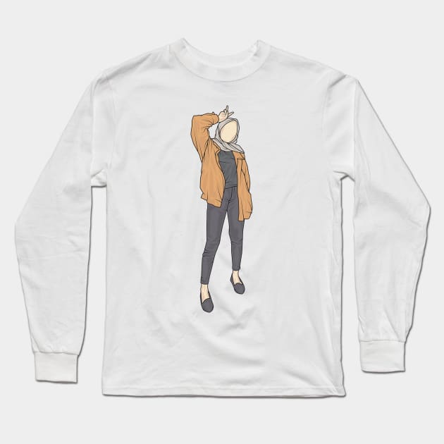 Orange Sunset Moon Collection Long Sleeve T-Shirt by crissbahari